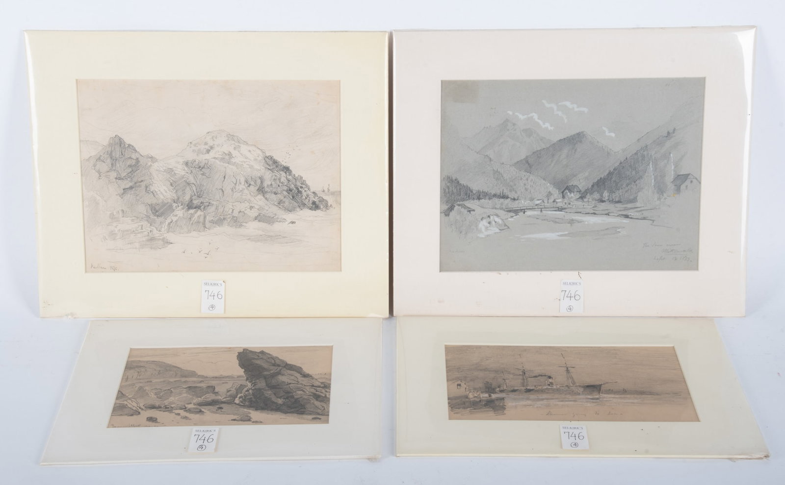 Harry (Henry) Chase, American 1853-1889, Four Sketches from Holland, pencil and charcoal drawings on (1 of 3)