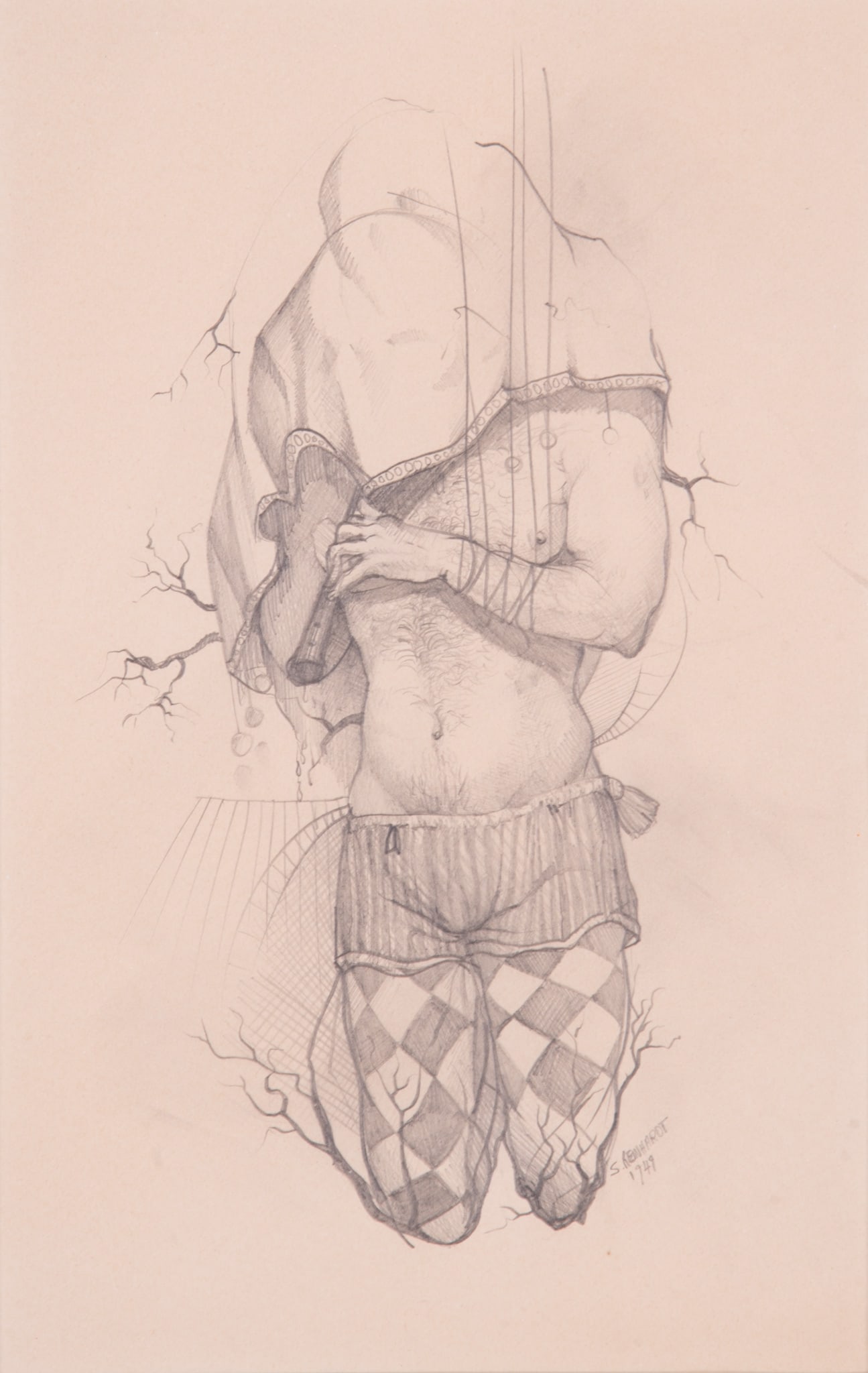 Siegfried Reinhardt, Missouri / Germany (1925-1984), Shrouded Male Figure Playing a Wind Instrument, (1 of 4)