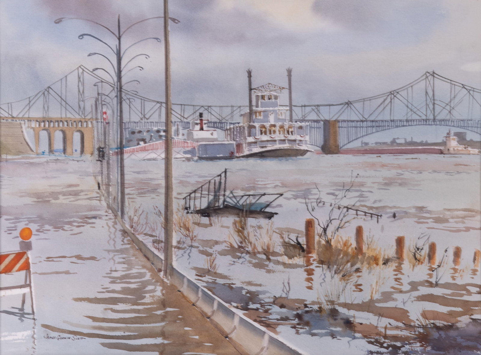 James Godwin Scott, American (b. 1931), The Flood of '83, watercolor on paper (1 of 4)