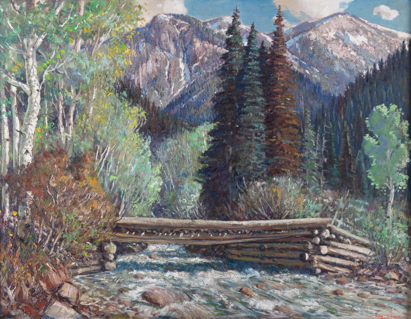 Ben Turner, New Mexico (1912-1966), Mountain Landscape, oil on canvas: Ben TurnerNew Mexico, (1912-1966)Mountain Landscapeoil on canvassigned lower right, framed.26 x 34 inches; 33 1/2 x 40 1/2 inches (overall with frame)