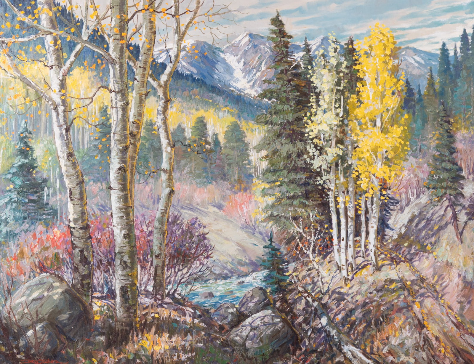 Ben Turner, New Mexico (1912-1966), Springtime Mountain Landscape, oil on canvas (1 of 5)