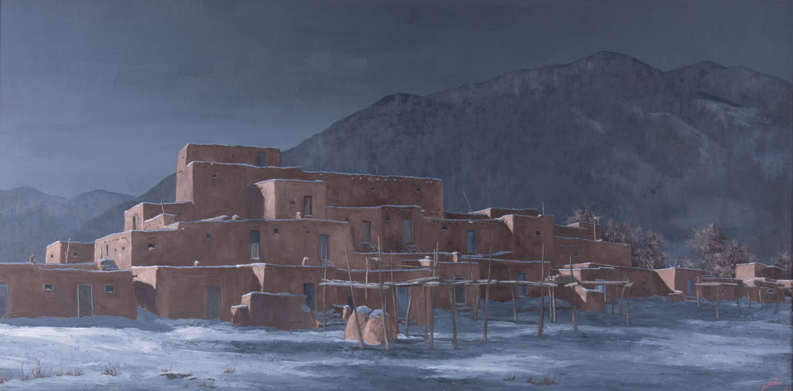 Betty Jean (Angelos) Sabo, Missouri / New Mexico (1928-2016), Taos Pueblo, oil on board (1 of 5)