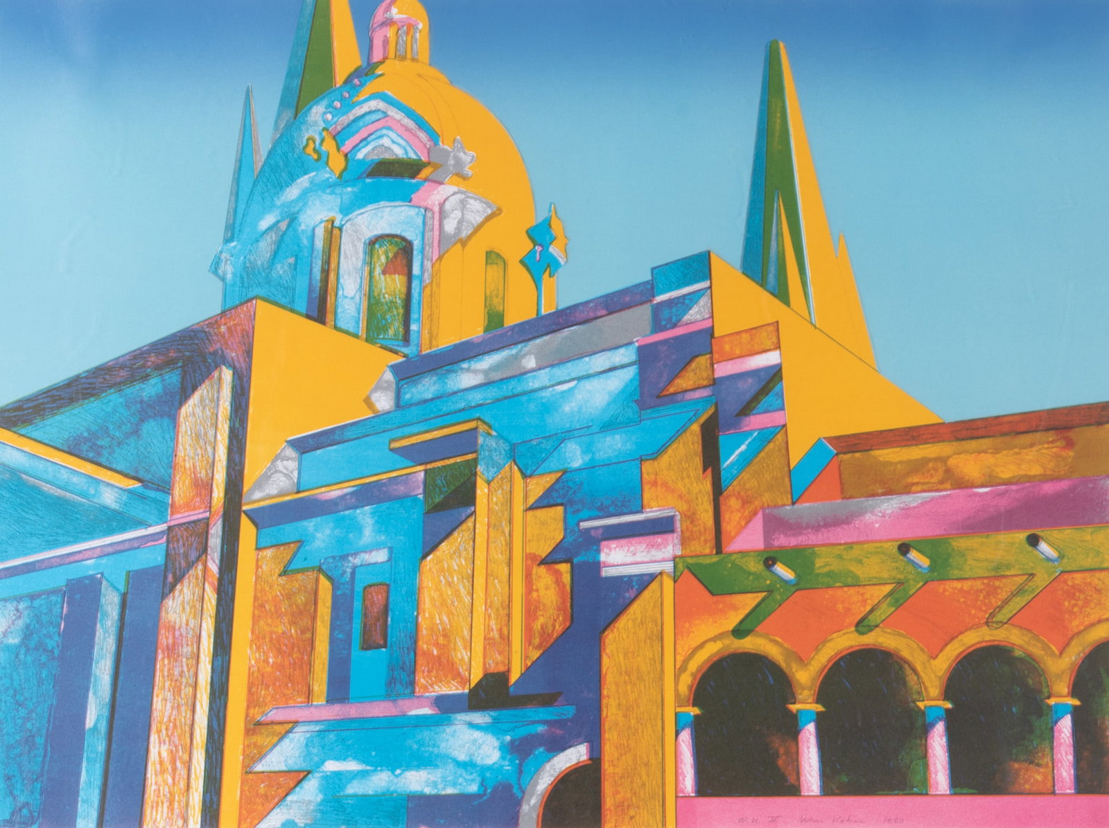 William Roth Kohn, Missouri (1931-2004), The Cathedral Basilica, 1980, color lithograph (1 of 4)
