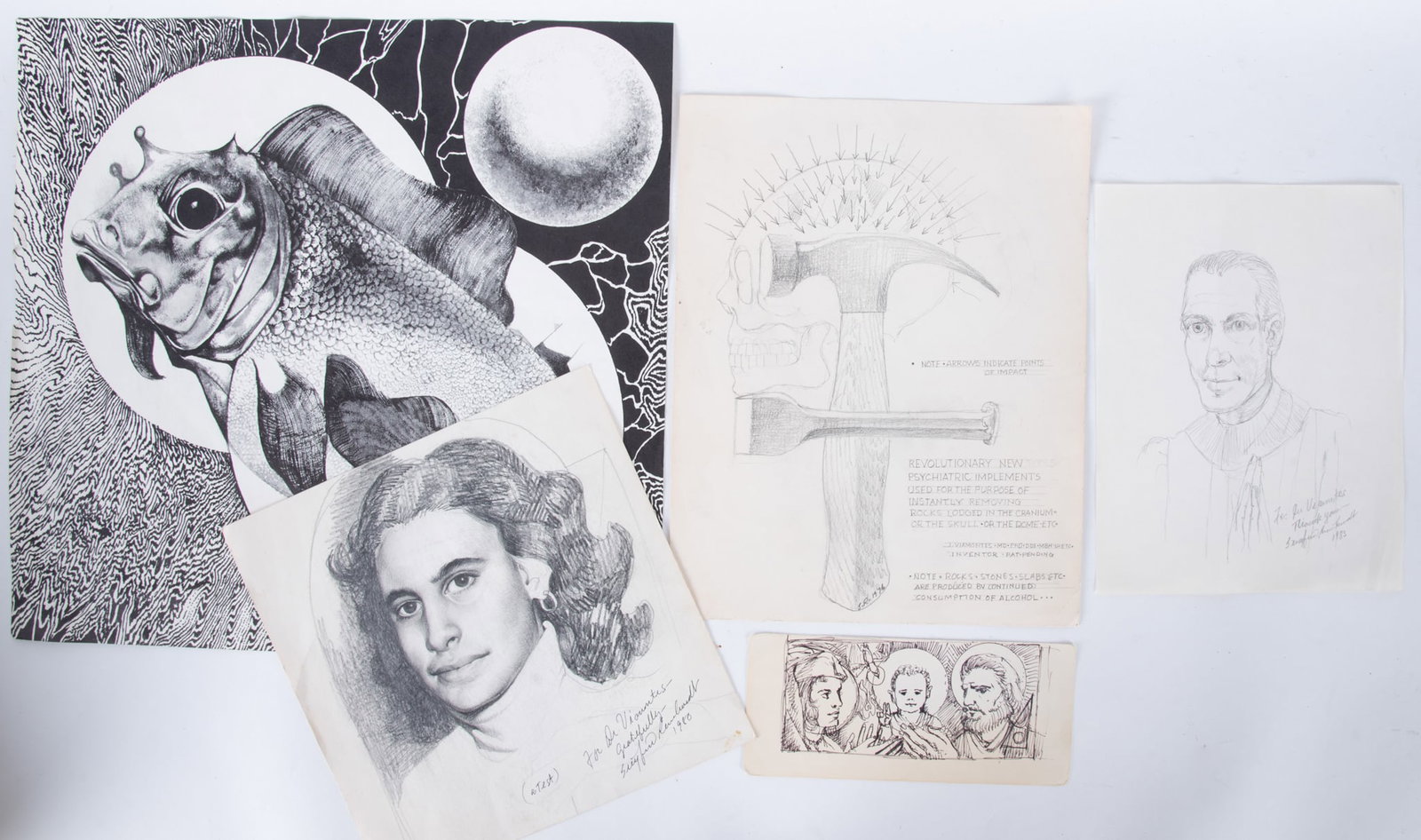 Siegfried Reinhardt, Missouri / Germany (1925-1984), Various pencil drawings (4) and ephemera (1 of 5)