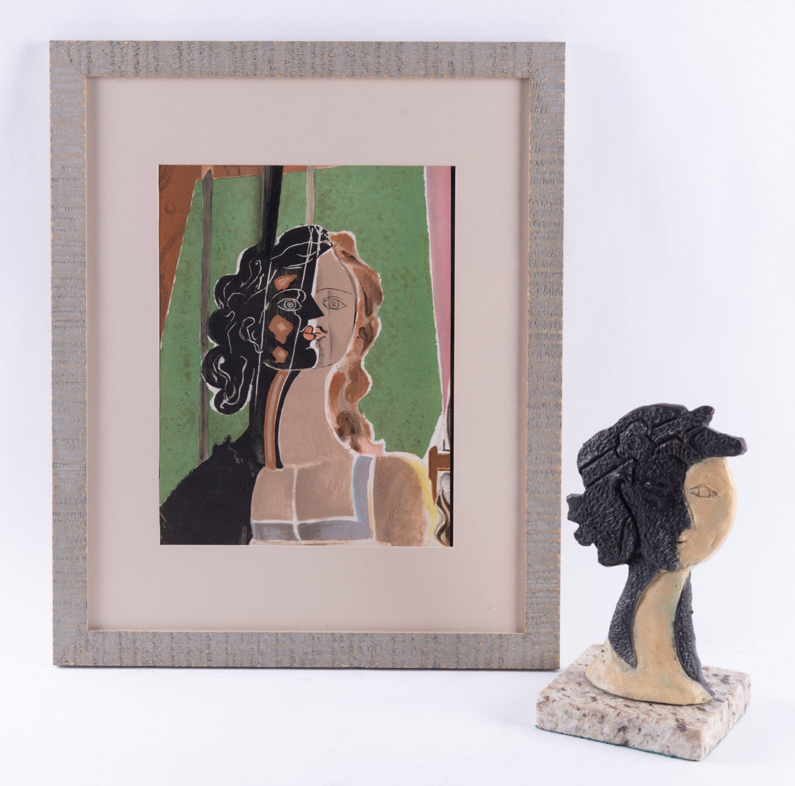 After Georges Braque, France (1882-1963), Figure (Fragment); together with Figural Sculpture (1 of 4)