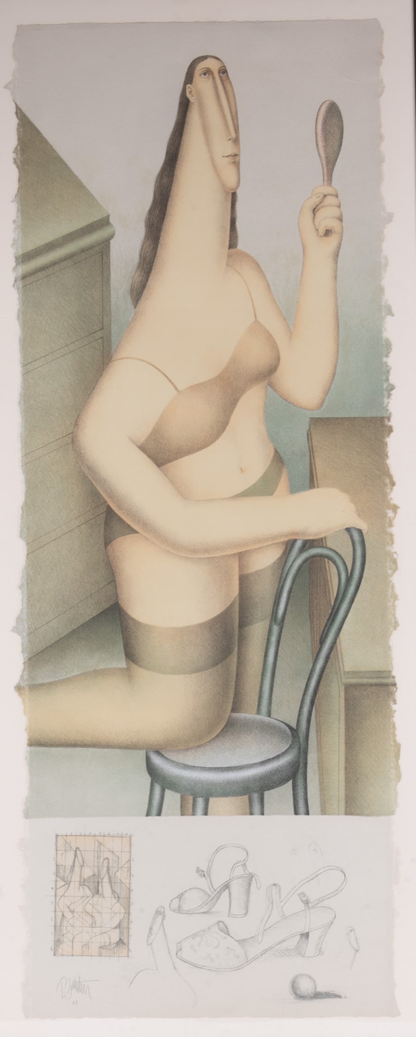 Roy Carruthers, South African (1938-2013), Woman with Remarque, 1982, color lithograph, edition A.P. (1 of 4)