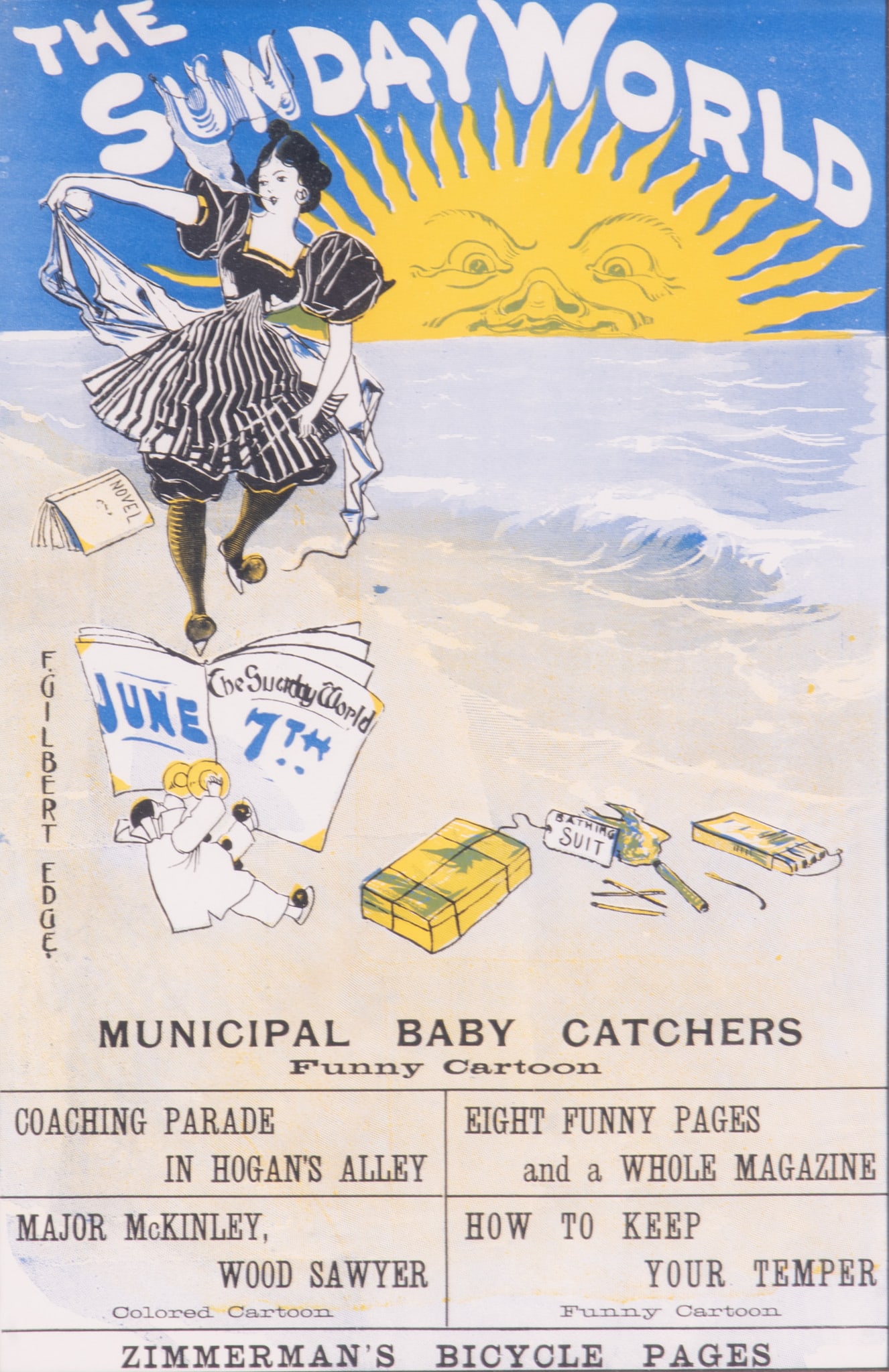 F. Gilbert Edge, The Sunday World, June 7th, 1896, color lithographic advertisement: F. Gilbert EdgeThe Sunday World, June 7th, 1896color lithographic advertisementframed.15 1/2 x 10 inches (visible); 22 1/2 x 16 inches