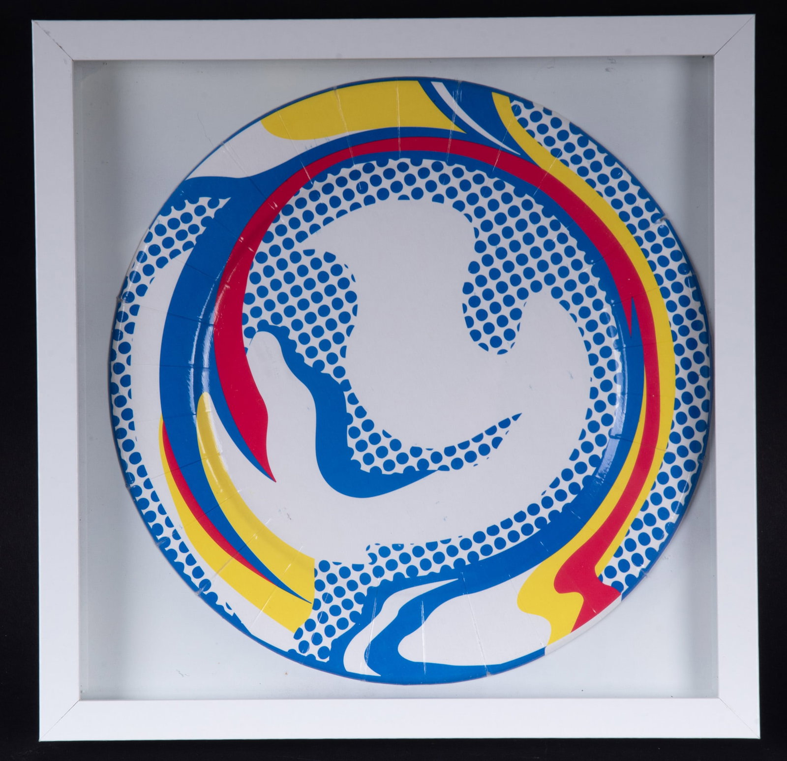 Roy Lichtenstein, New York (1923-1997), Paper Plate, 1969, screenprint on paper plate: Roy LichtensteinNew York, (1923-1997)Paper Plate, 1969screenprint on paper plateframed.Diameter: 11 inches; 13 x 13 inches (overall with frame)