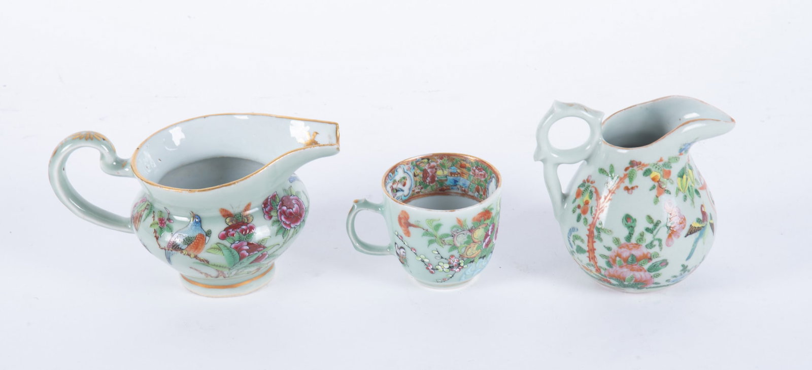 Three 19th Century Chinese Export Celadon Famille Rose Table Articles (1 of 3)