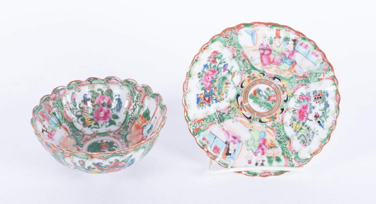 An Antique Chinese Famille Rose Medallion Bowl and Underplate (1 of 3)