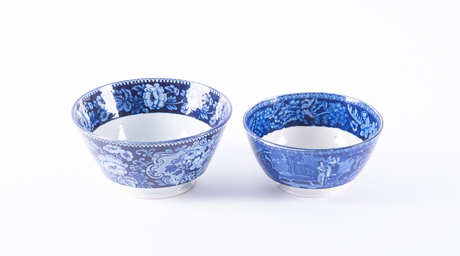 Two Early Staffordshire Blue Transfer Pearlware Bowls (1 of 4)