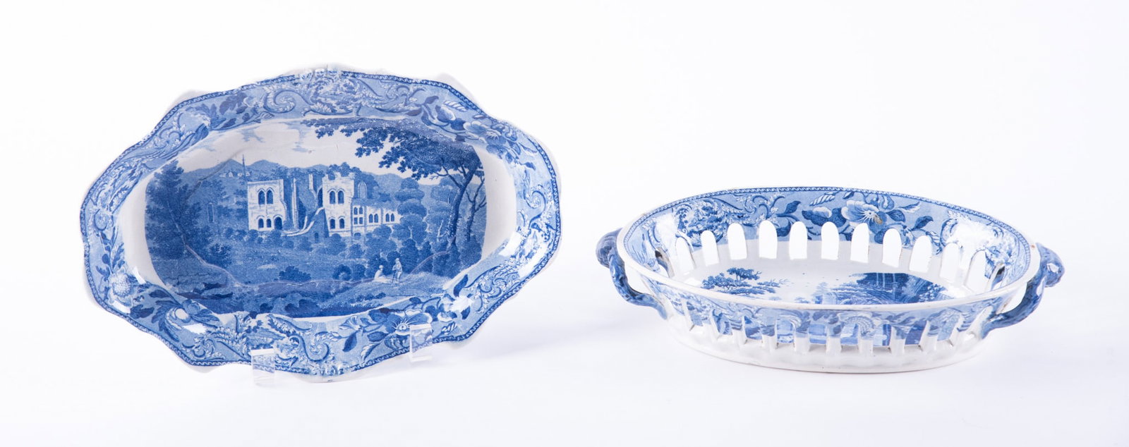 Two Pieces of Antique English Staffordshire Scenic Pearlware (1 of 4)