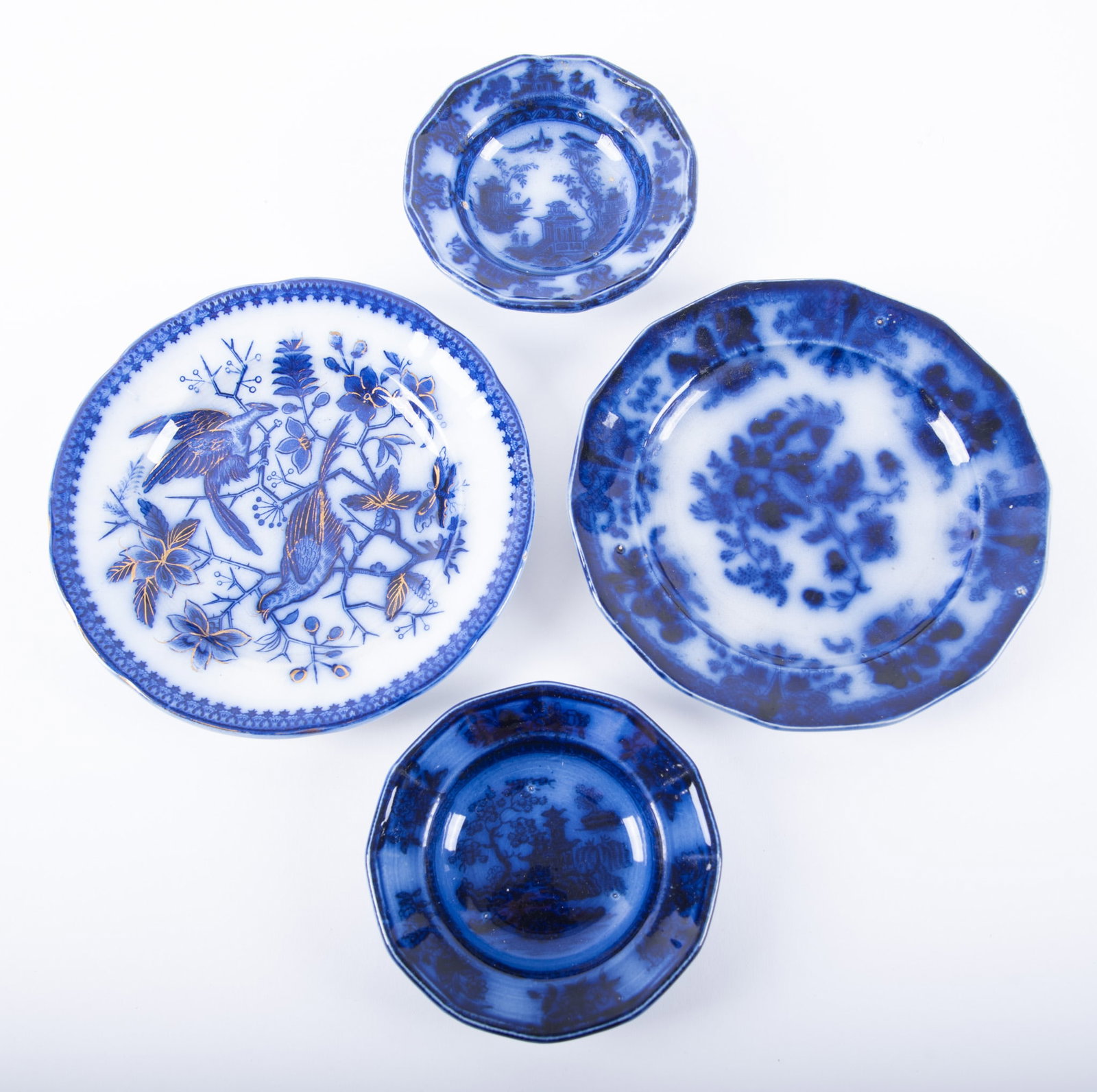 Four Antique Flow Blue Dishes (1 of 4)