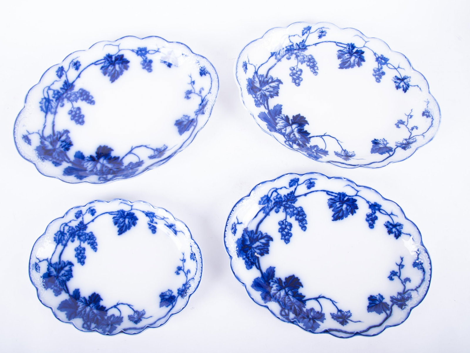Four English Flow Blue Platters, Warwick by The Johnson Brothers (1 of 3)