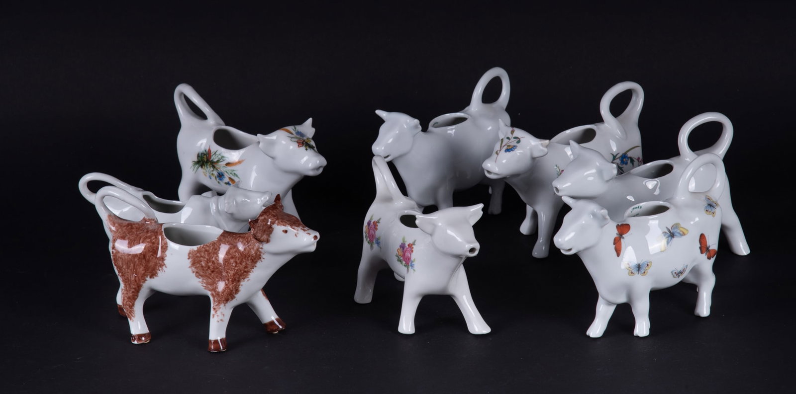 Eight French Porcelain Cow Creamers, including Limoges (1 of 3)