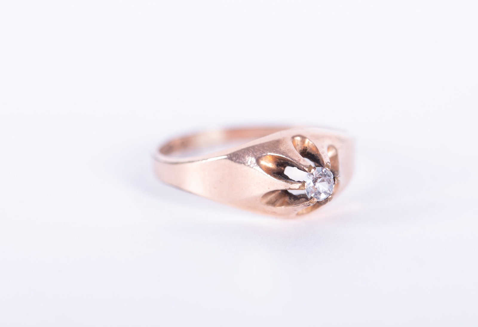 Antique 8K Yellow Gold Ring with Clear Stone: This sweet little ring weighs 2g and is size 7 1/2.