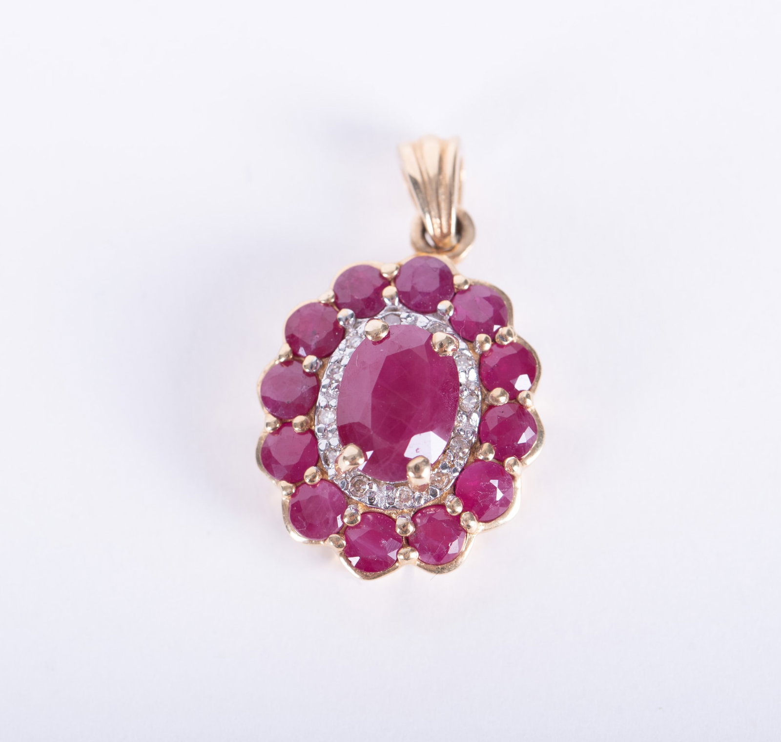 14K Yellow Gold Ruby & Diamond Pendant (1 of 2)