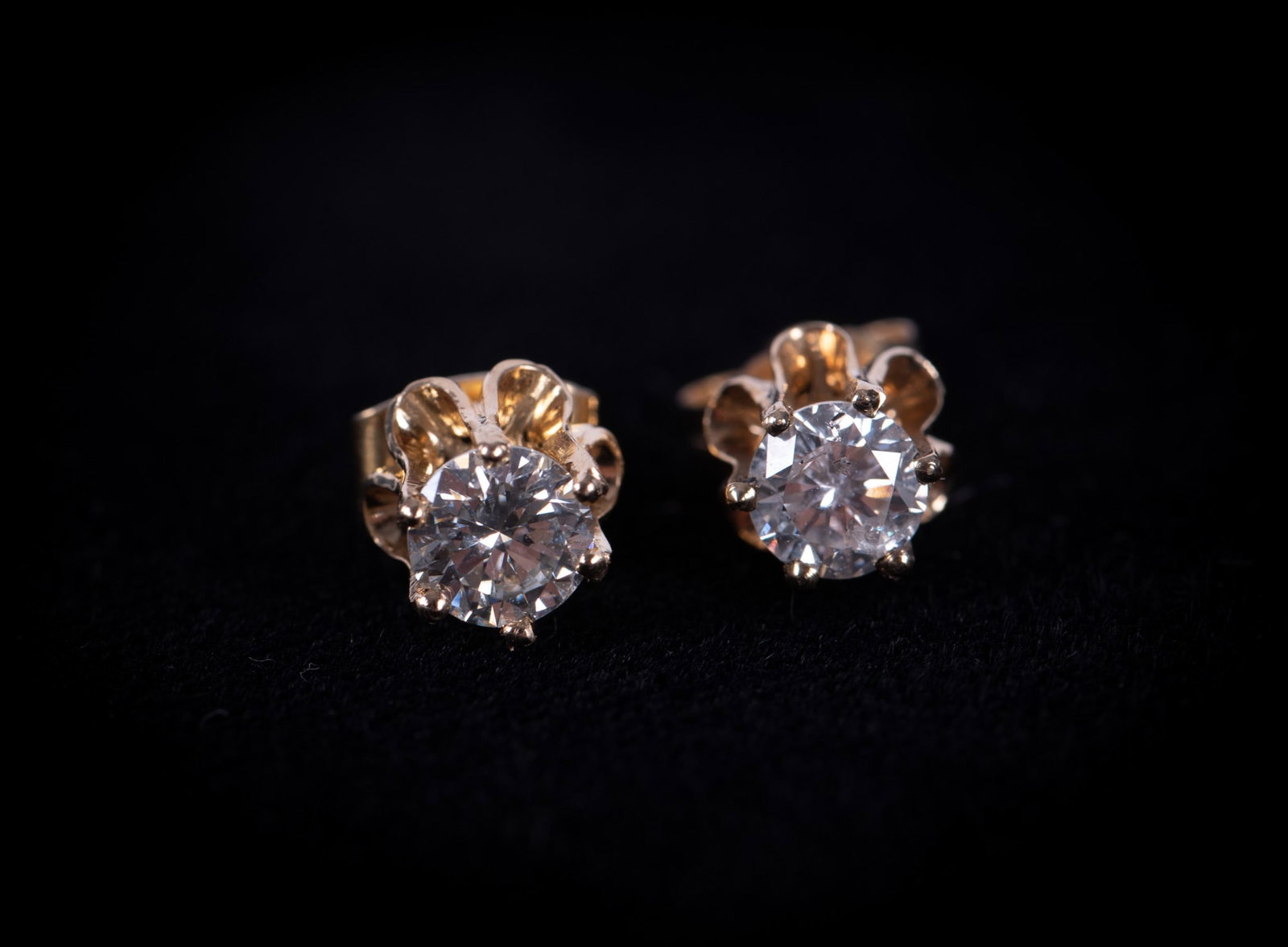 Ladies 14K Yellow Gold and Diamond Studs (1 of 2)