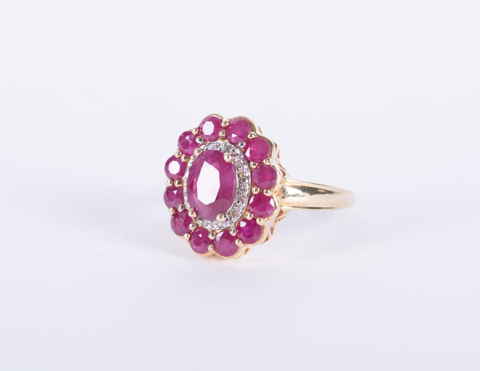 Beautiful 14K Yellow Gold Ruby Diamond Ring (1 of 2)