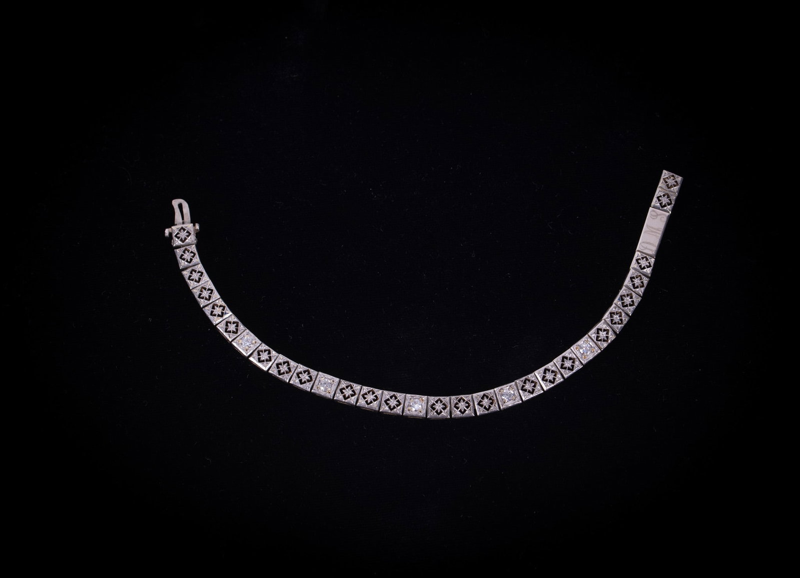 Vintage 14K White Gold Bracelet with Diamonds (1 of 3)