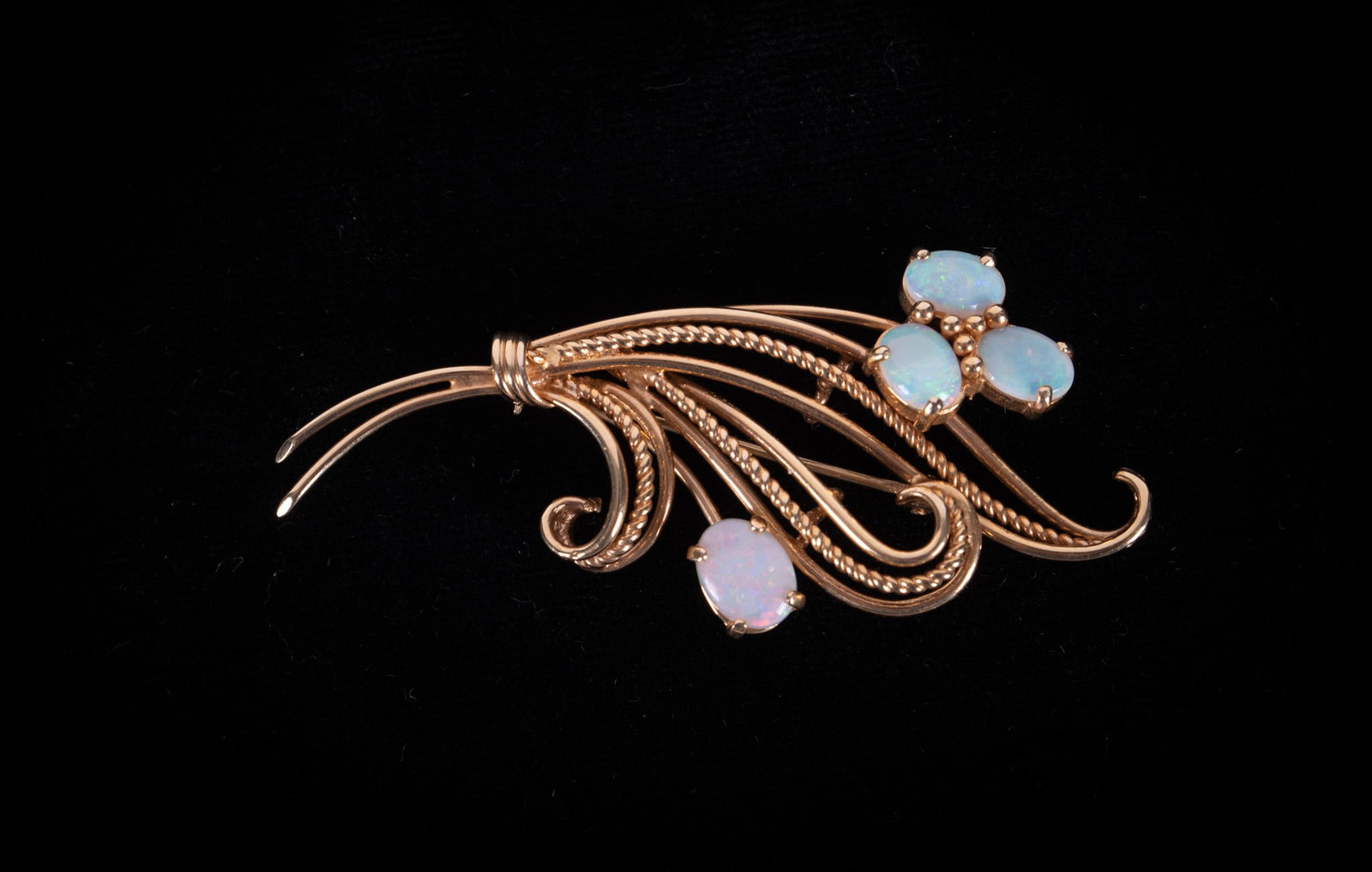 Beautiful 14K Yellow Gold Brooch with Opals (1 of 2)