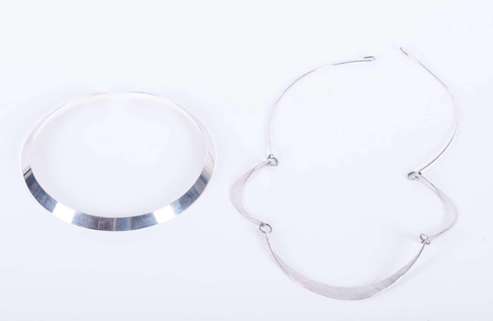 Ed Levin Sterling Collar Paired with a Sterling Necklace: The Ed Levin collar is 9.4mm wide. The necklace is 22 inches long. Total weight is 56.7g.