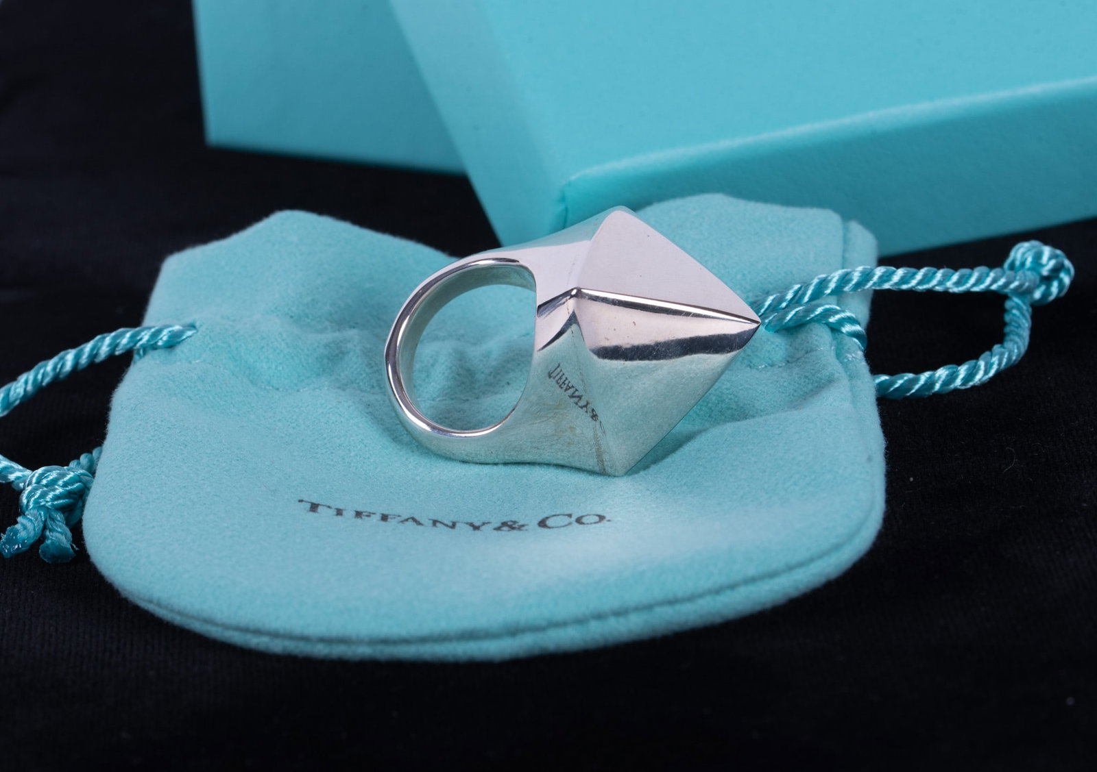Tiffany & Co. Pyramid Chunky Statement Ring, .925 Silver: size 5 1/2. Can be resized.
