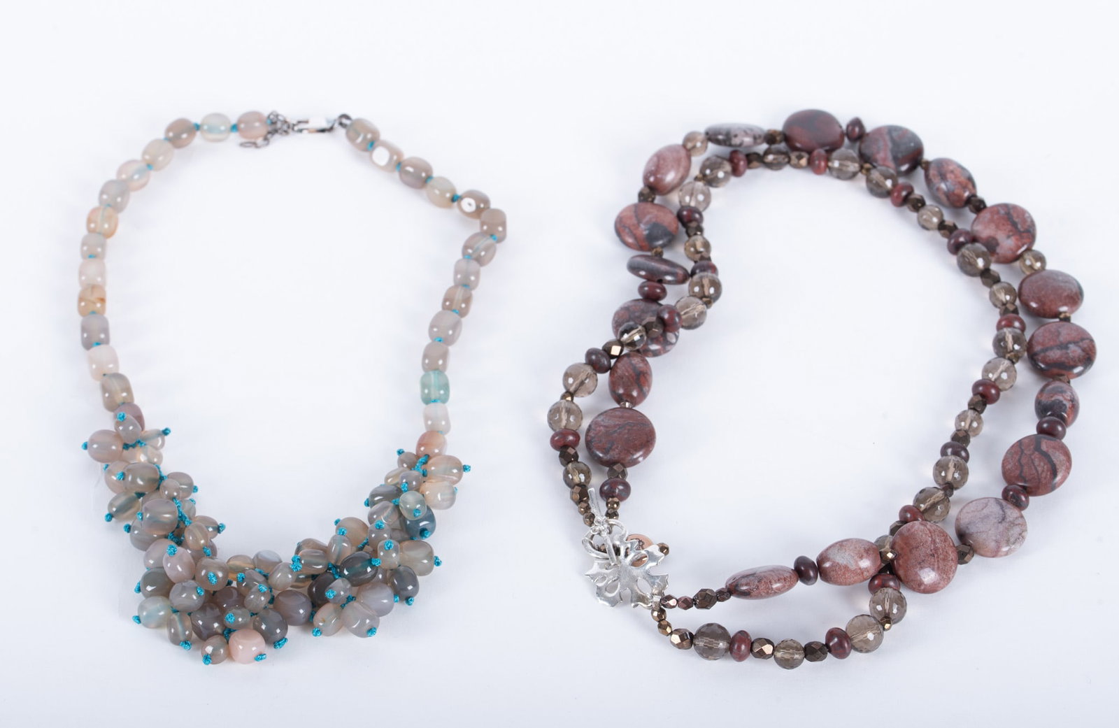 Grey Moonstone Bead Necklace together with Jasper Gemstone Necklace (1 of 2)