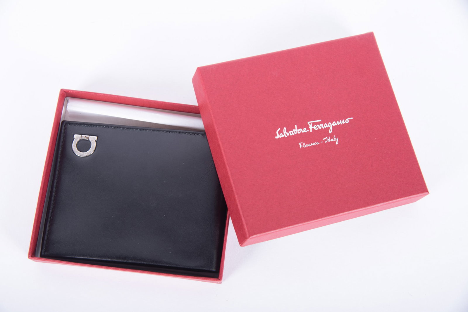 Salvatore Ferragamo Black Nero Calf Leather Men's Folded Wallet (1 of 2)