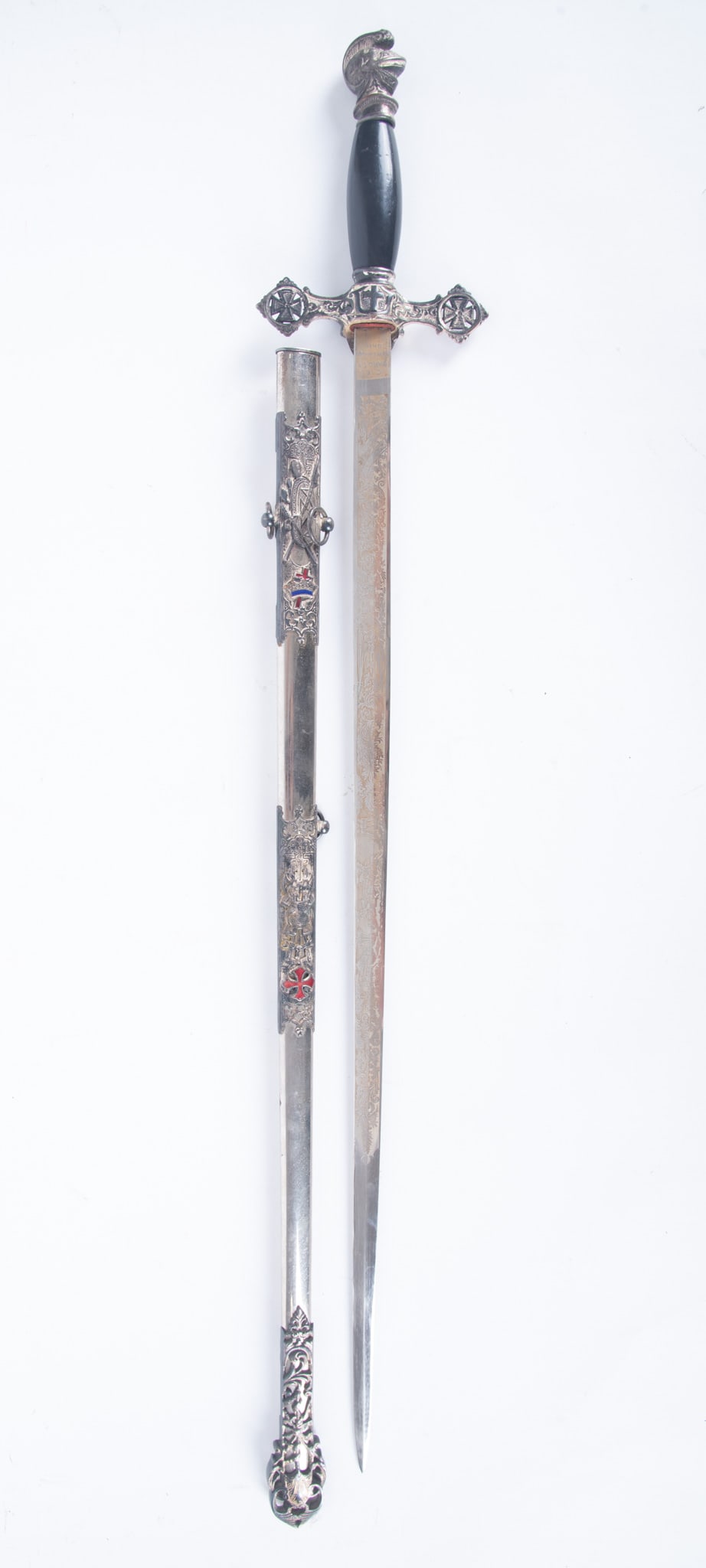 Vintage Masonic Knights Templar Commanders Sword by C. E. Ward & Co., New London, Ohio, Engraved (1 of 3)
