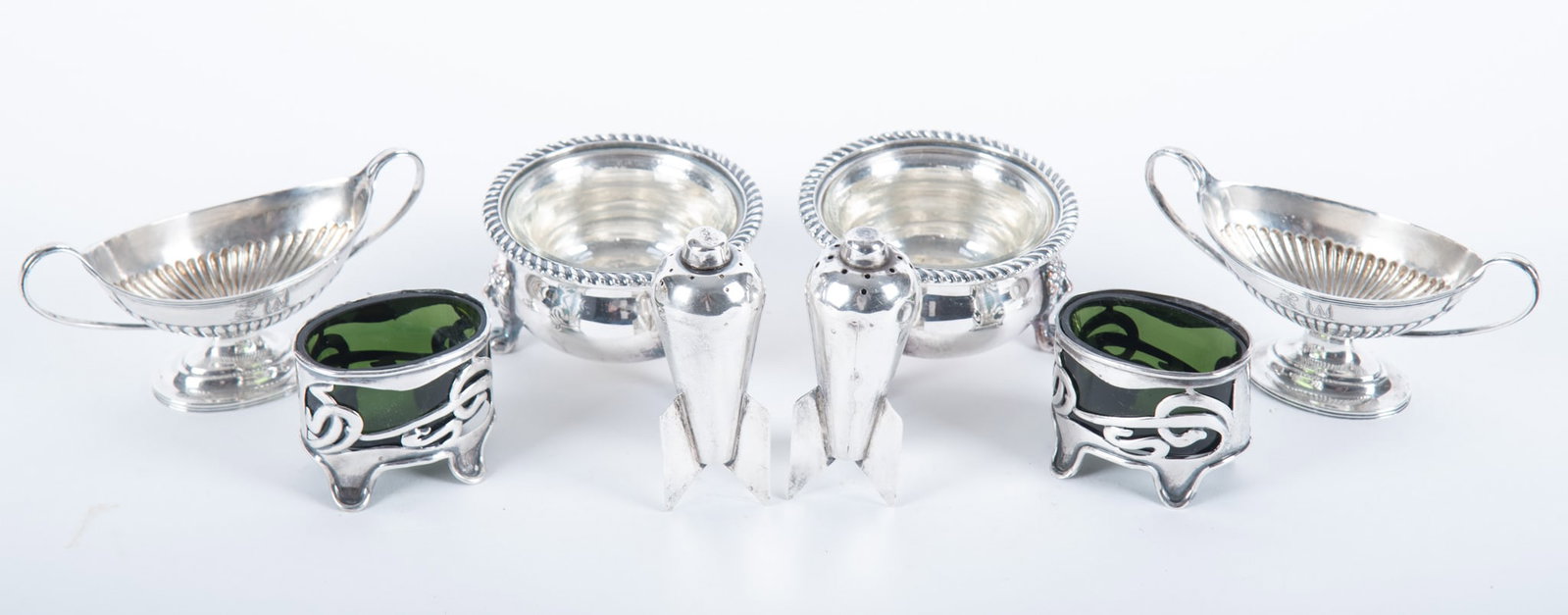 A Collection of Antique and Vintage Sterling Silver Open Salts and Shakers (1 of 3)