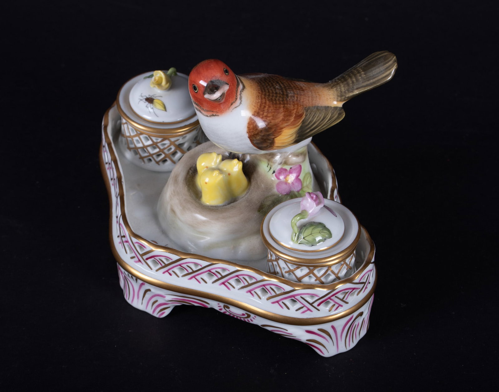 A Herend Porcelain Ink Stand - 2