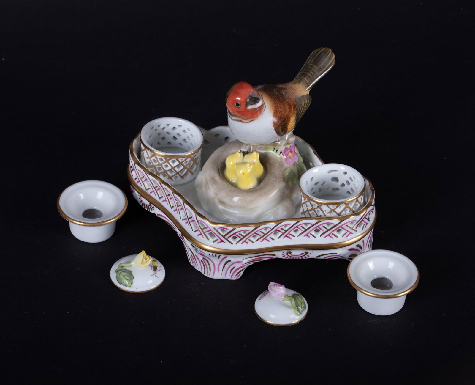 A Herend Porcelain Ink Stand - 3