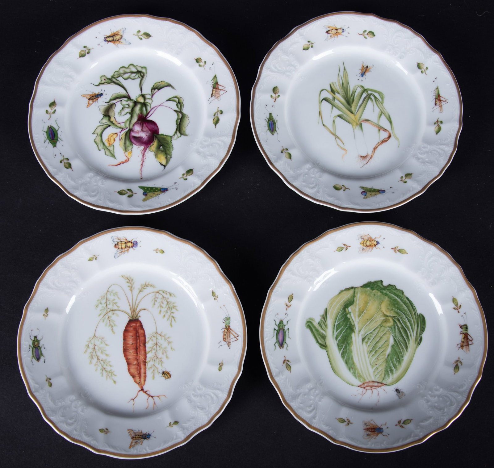 Four Anna Weatherley Porcelain Salad Plates, Antique Vegetable Series (1 of 4)
