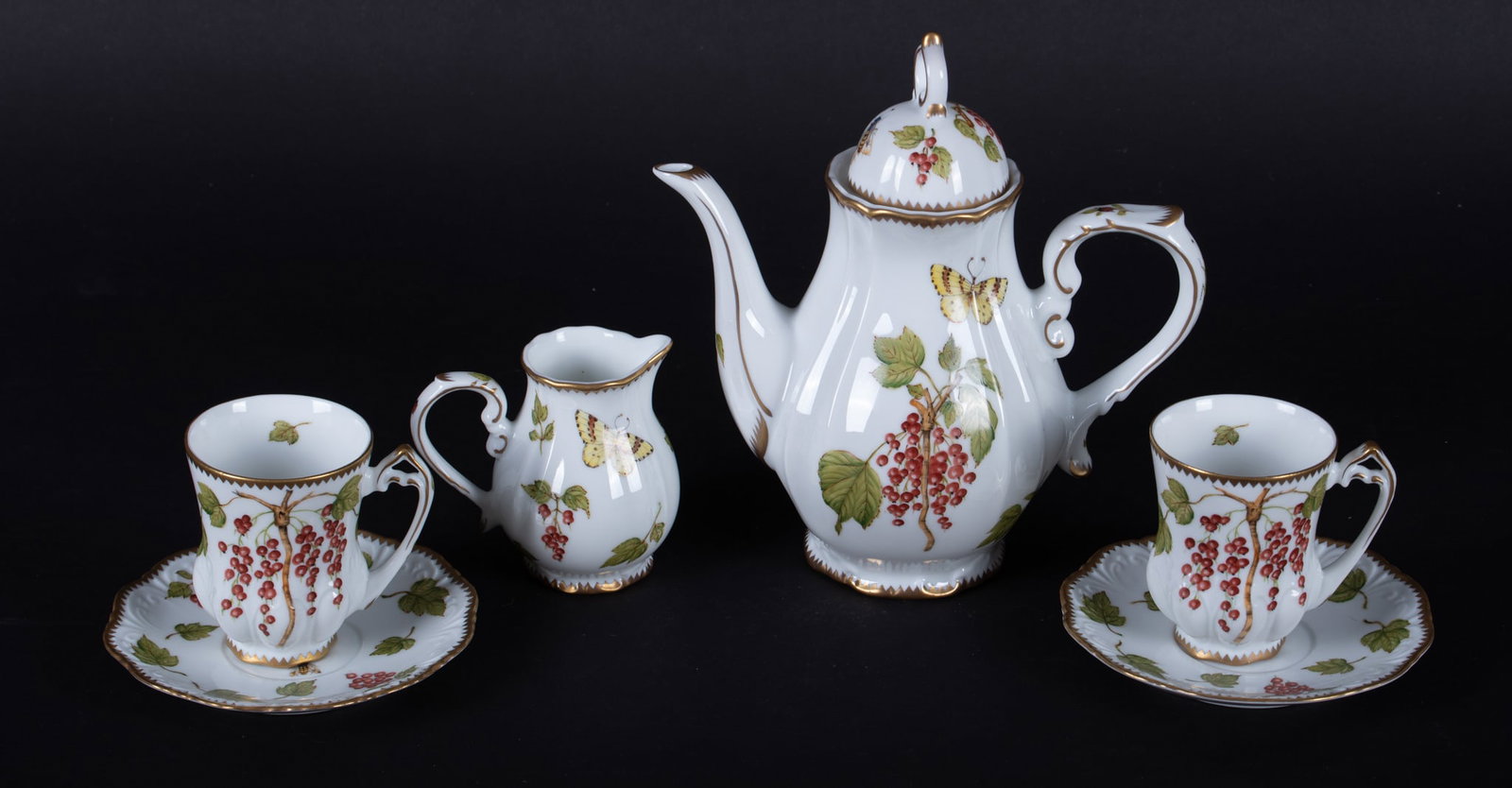 A Rare Anna Weatherly Porcelain Tete a Tete Red Berry Tea Service (1 of 4)