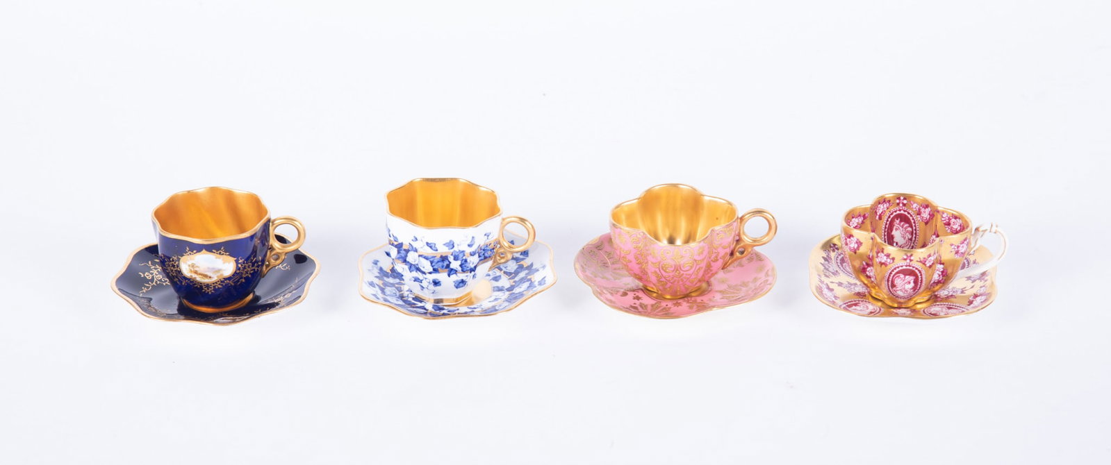 Four Fine Coalport Porcelain Demitasse Cups and Saucers (1 of 3)