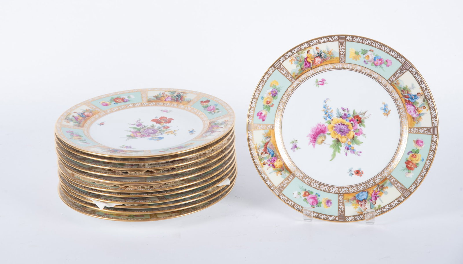 A Fine Set of Twelve Dresden Porcelain Service Plates (1 of 4)
