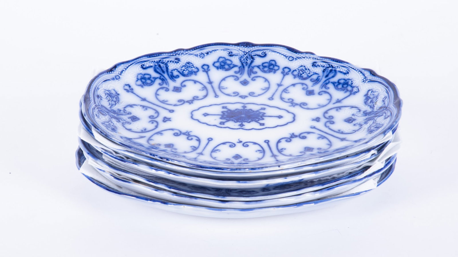 Six Flow Blue Staffordshire Platters, Conway by New Warf Pottery (1 of 3)