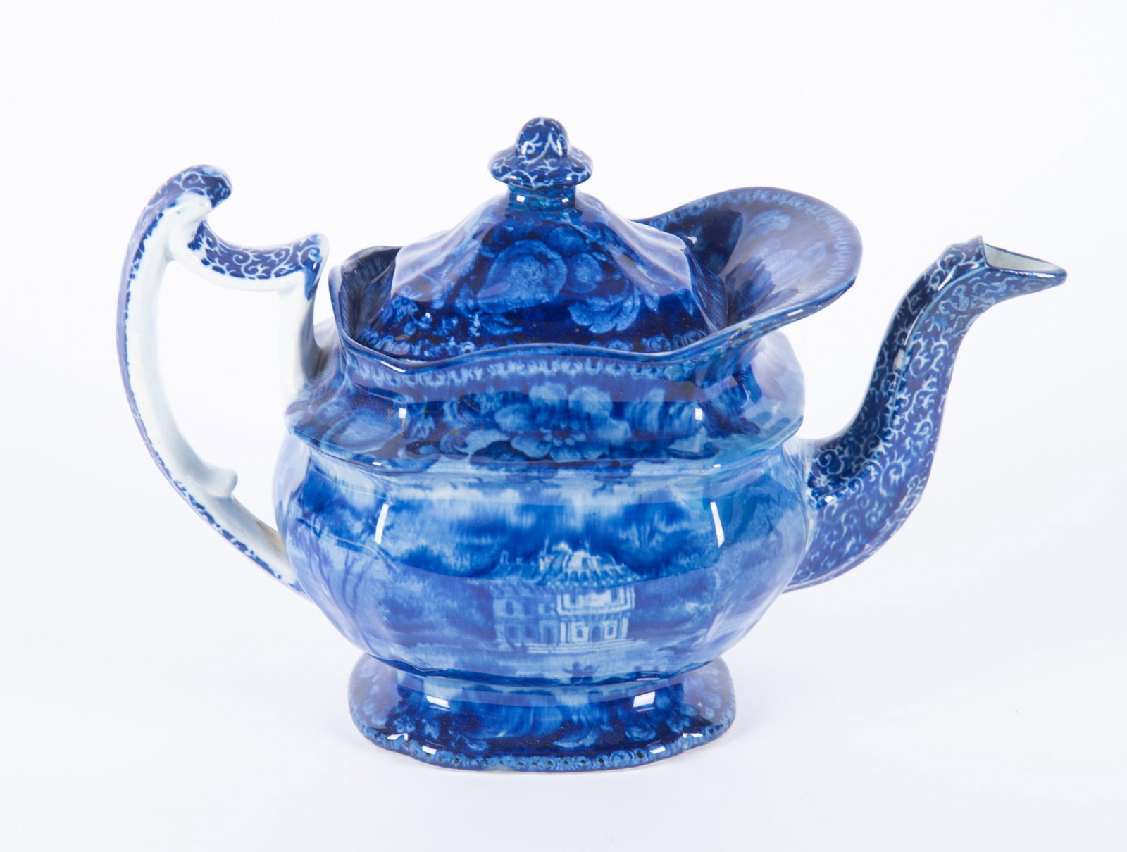 A Staffordshire Historical Blue Teapot (1 of 4)