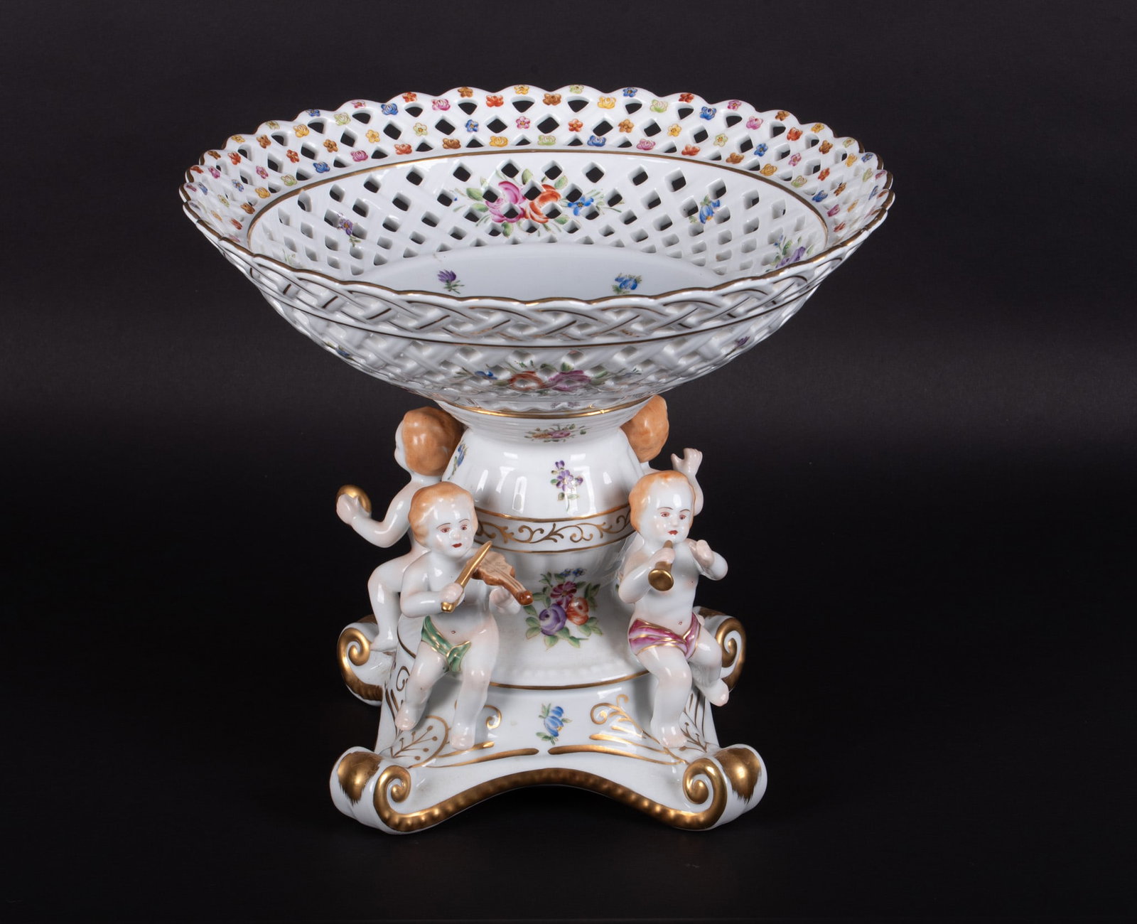 A Large Dresden Porcelain Reticulated Center Bowl (1 of 5)
