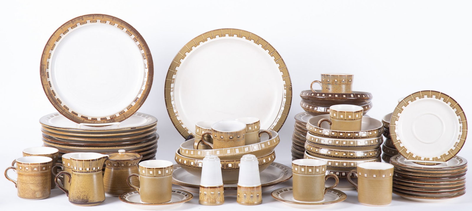 Large Mid-Century Modern Kasuga "Patio Moonglow" Japanese Stoneware Dinner Service (1 of 5)