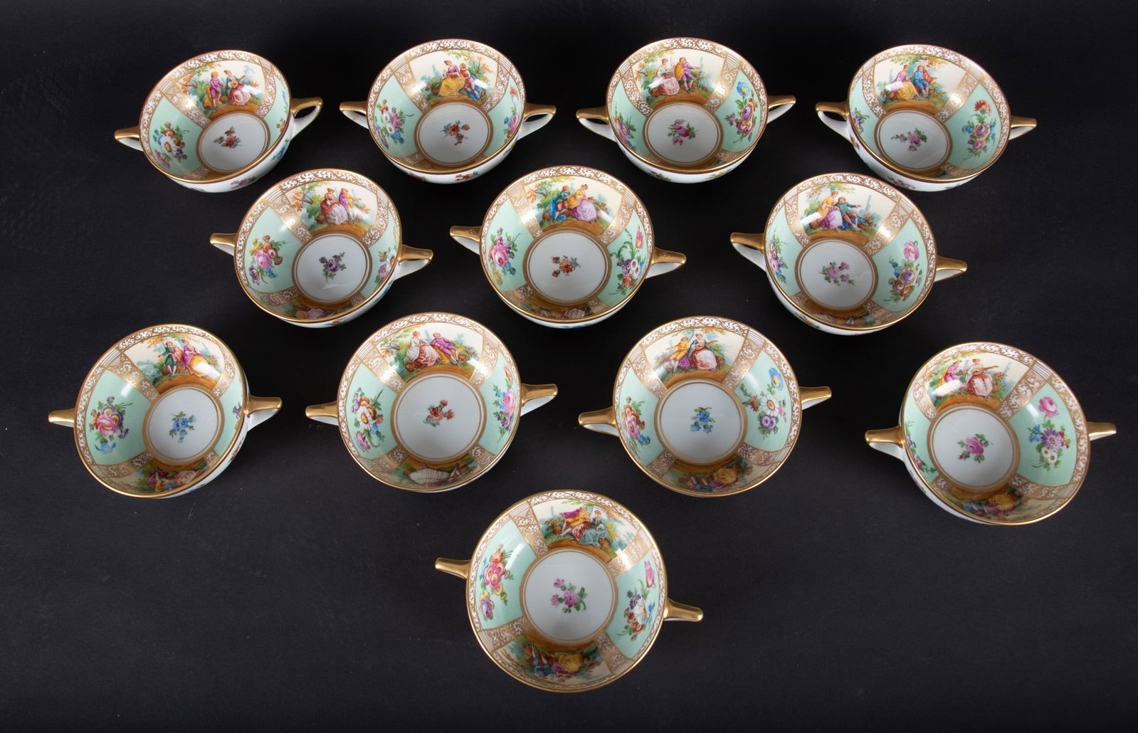 A Set of Twelve Dresden Porcelain Double-Handle Soups and Underplates (1 of 5)