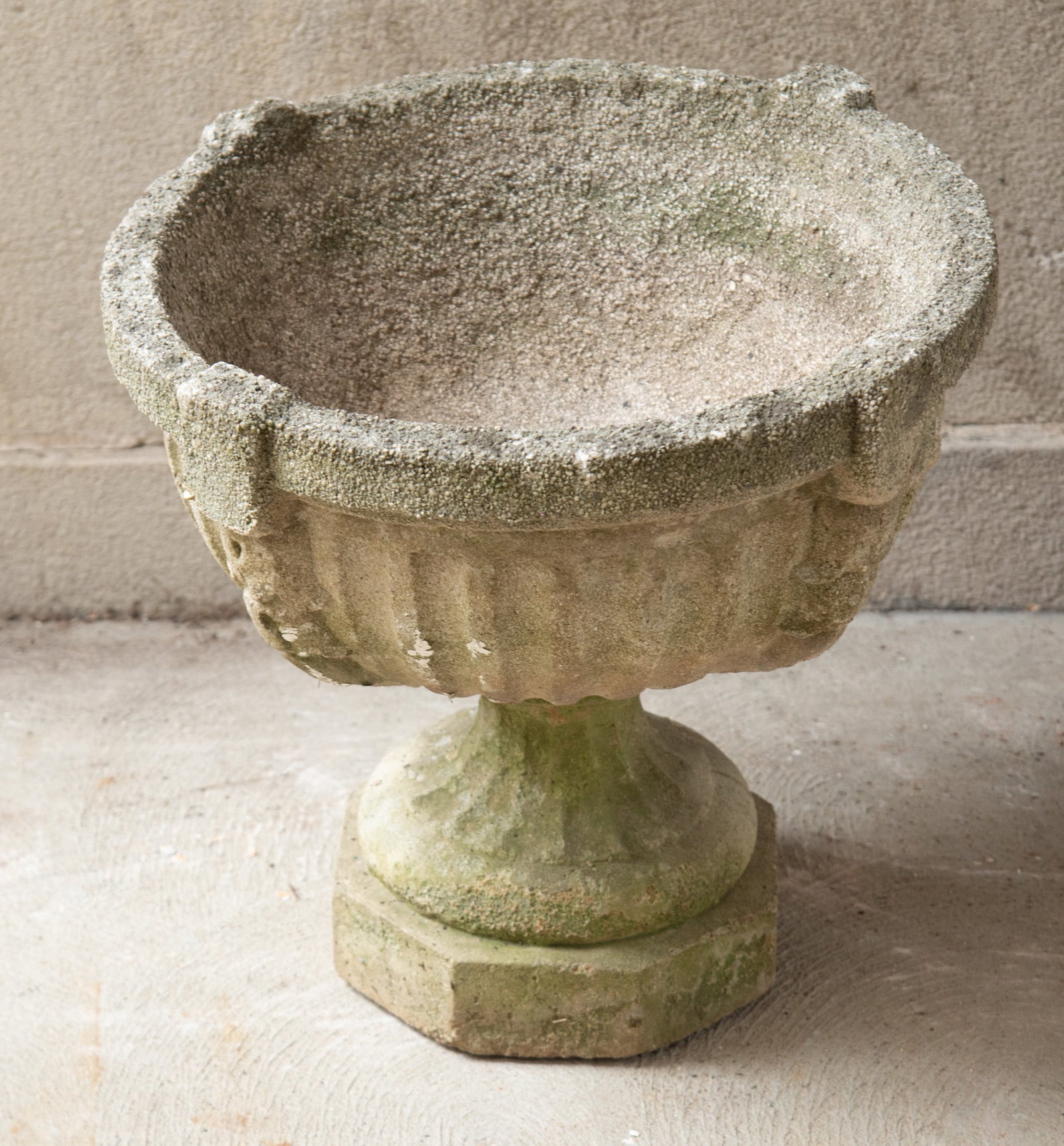 Neoclassical Style Fluted Concrete Garden Urn (1 of 3)