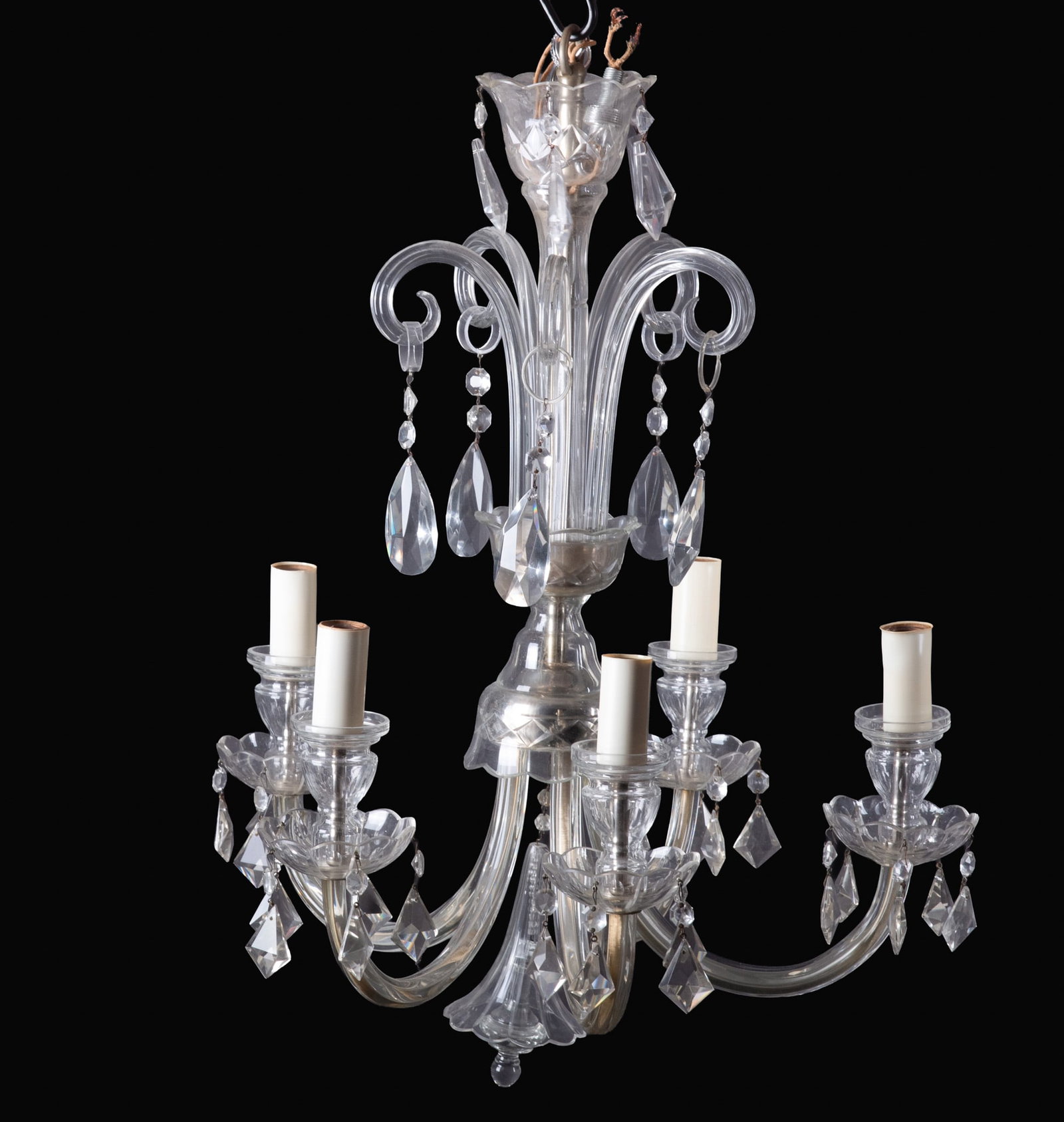A Crystal Five-Arm Chandelier (1 of 3)