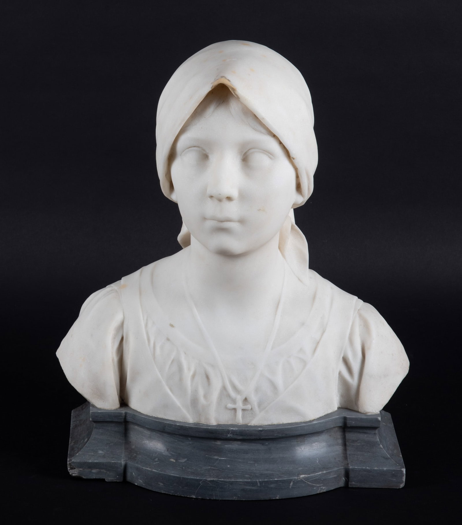 A Sculptured Marble Bust of a Young Maiden, Julien Causse (1 of 4)