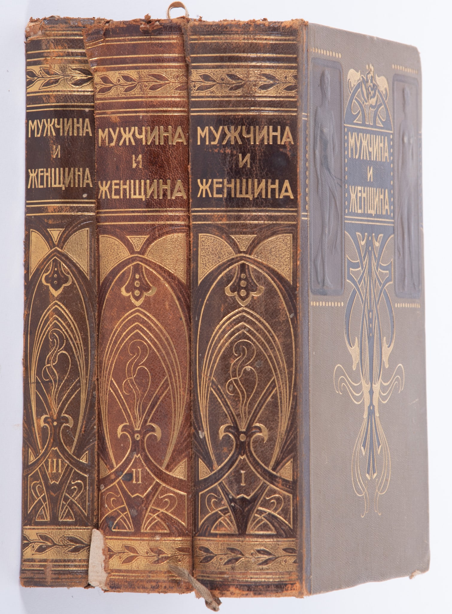 Russian Three Volume Set: Man and Woman: Their Mutual Relationship and the Position They Occupy in: Russian Three Volume Set: Man and Woman: Their Mutual Relationship and the Position They Occupy in Modern Cultural Life Gilt embossed cloth-covered boards.