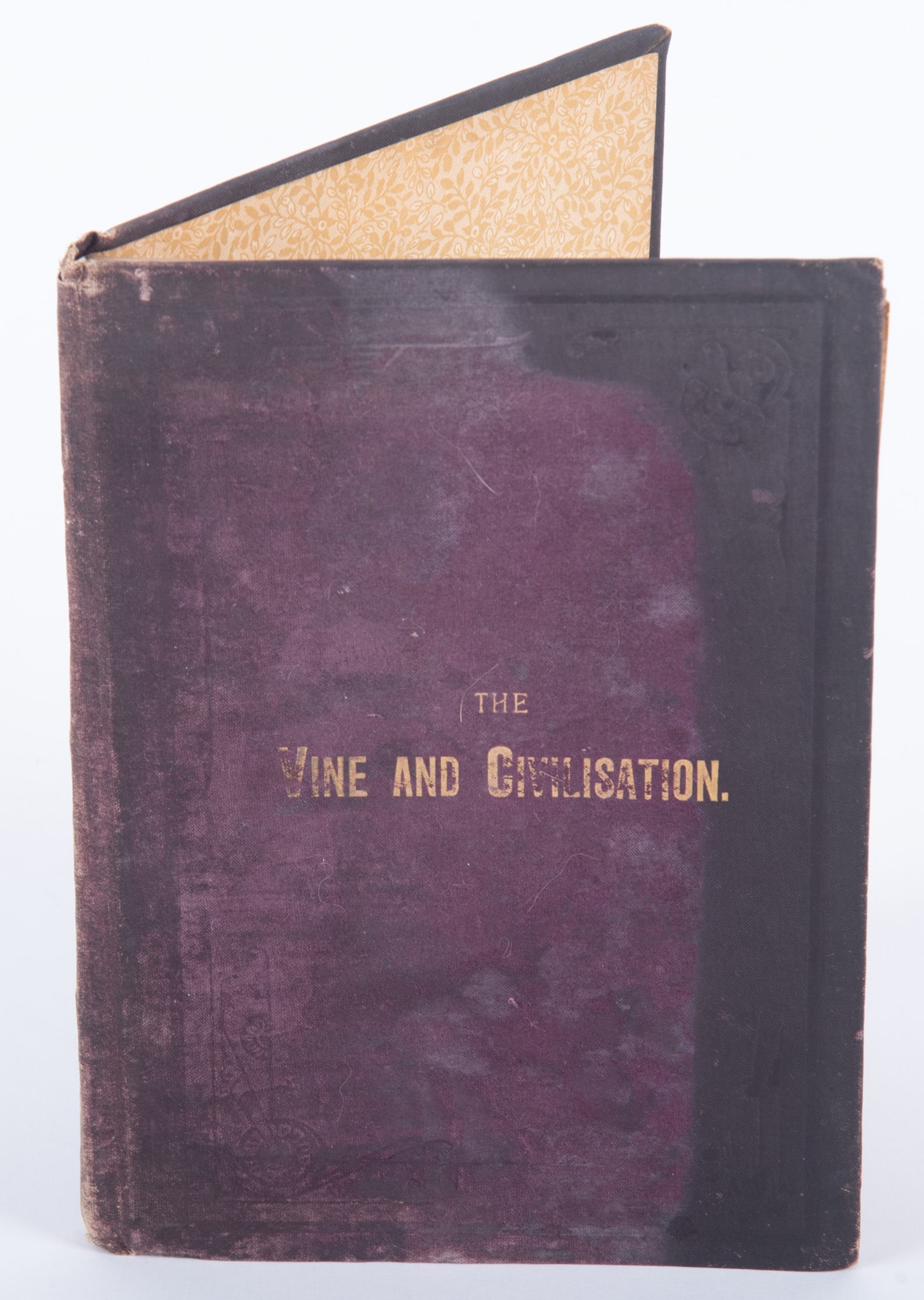 Henry Shaw: The Vine and Civilisation. From Various Sources. Self-published, 1884.: Henry Shaw: The Vine and Civilisation. From Various Sources. Self-published, 1884. Purple cloth, title in gilt. The book has condition issues, but is a very scarce title. 7 3/4 x 5 3/8 x 3/8 inches