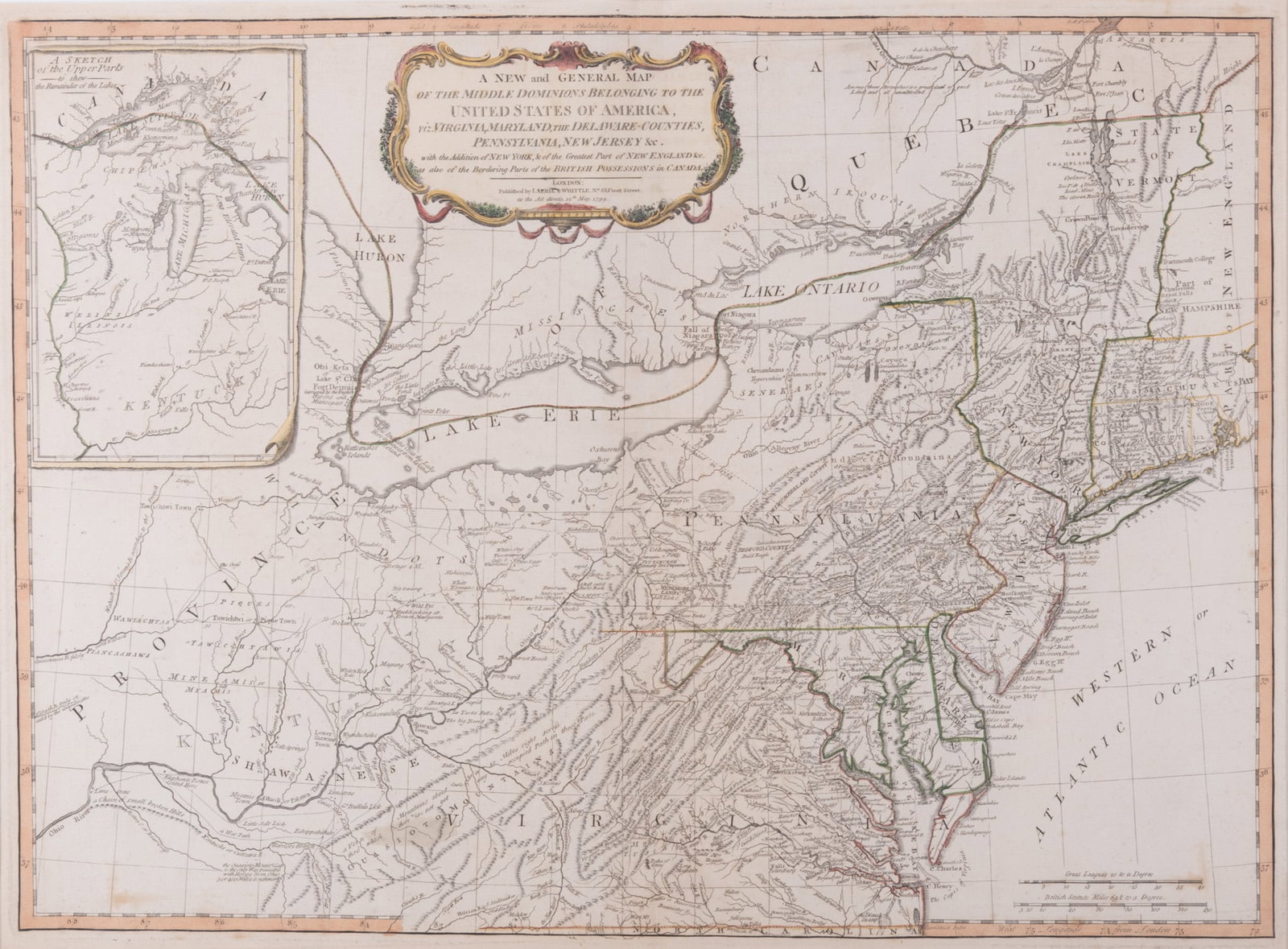 Middle dominions U.S. (Kitchin, Thomas); Robert Laurie & James Whittle, 1794: Middle dominions U.S. (Kitchin, Thomas); Robert Laurie & James Whittle, 1794 A new and general map of the middle dominions belonging to the United States of America, viz. Virginia, Maryland, the Delaw