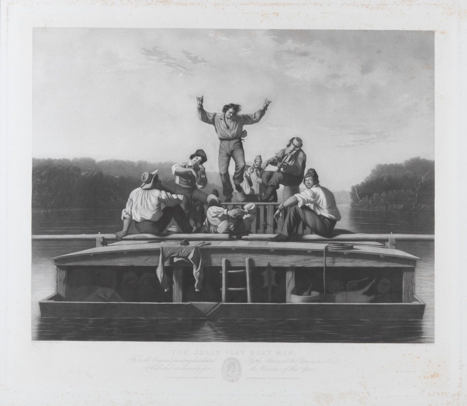 After George Caleb Bingham, American (1811-1879), The Jolly Flat Boat Men, 1847, Mezzotint engraving (1 of 5)