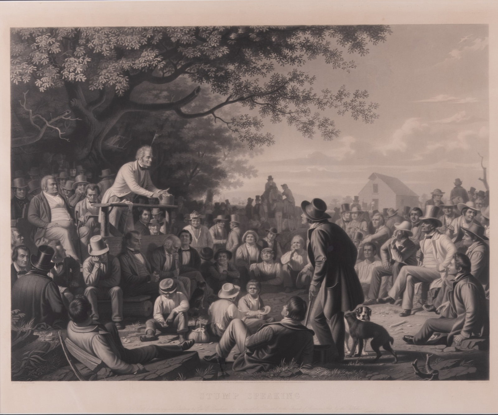 After George Caleb Bingham, American (1811-1879), Stump Speaking, 1856, engraving, aquatint and (1 of 5)